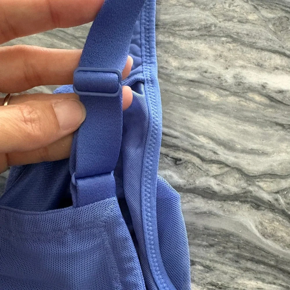 1st & Curve Blue Mesh Unlined Underwire Bra 40H Y42BM401 Rhinestone Detail
